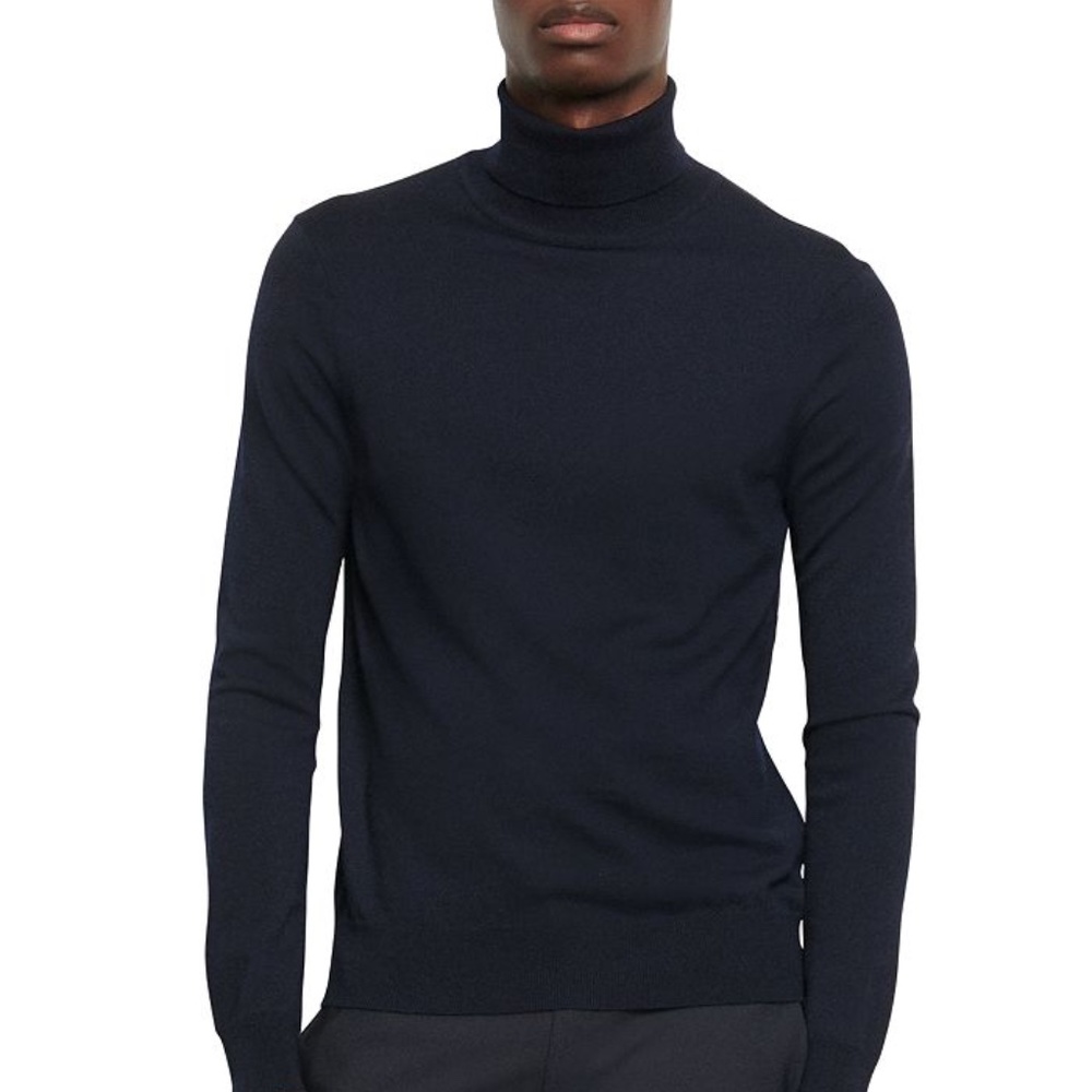 Sandro 100% Wool Slim FitTurtleneck Sweater Indigo Blue New With Tags  $…